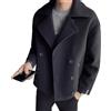 Generic Trench da uomo, trench da uomo, colletto a punta, monopetto, cappotto invernale con tasche, nero, taglia grande