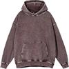 Generic Maglione da uomo oversize, con cappuccio slavato, in cotone spesso, Y2K, vintage, a maniche lunghe, da uomo, caffè, M