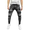 Generic Jeans Strappati da Uomo, Jeans Skinny a Fantasia Slim Fit da Uomo, Neri, Taglia 3XL