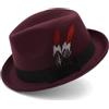 SLEDEZ Fedora Classica Cappello a Cuffia Caldo da Uomo e da Donna Cappello Jazz con Decorazione Classica in Piume retrò(Colour 4)