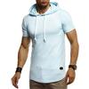 Leif Nelson LN8317 - Maglietta estiva da uomo con cappuccio, slim fit, in cotone, colore bianco e nero, a maniche corte, Blu, XXL