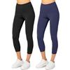 Merry Style Leggings Donna 3/4 Pantaloni Capri Morbidi e Confortevoli Leggins Donna in Cotone Traspirante Elastici e Delicati sulla Pelle Sensibile (2 Pack) MS10-199 (Nero/Blu Marino, XXL)