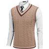 COOFANDY Maglione da uomo con scollo a V Casual senza maniche Pullover a righe a trecce maglione gilet