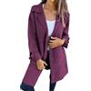 Generic Cappotto corto da donna, in misto lana invernale, monopetto, con collo alto, casual, trench, soprabito, viola, taglia piccola