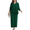 Hanna Nikole Plus Size Donna Chiffon Ensemble Senza Maniche Tank Leggero Coverup Pantaloni per Ufficio Business Ol Verde Scuro 52 Plus