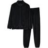 Generic Pigiama da donna in pile a maniche lunghe, con top e pantaloni a mezza zip, morbido e peloso, in peluche, super morbido, a quadri, abbigliamento da casa, regalo per lei, Nero , XL