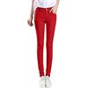 Generisch Jeans da donna a vita alta, Curvy Push up Reg Skinny Fit Jeans Ultralight Cotone Pantaloni Chino Donna Pantaloni Jeans Slim Elastici Denim, Colore: rosso, M