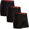 DANISH ENDURANCE Boxer Uomo in bambù, 3 Paia, Nero/Rosso, XL