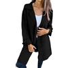 Generic Cappotto da donna in misto lana invernale, monopetto, con collo alto, casual, trench