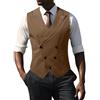 Generisch Gilet da uomo con scollo a V, doppiopetto, classico da cowboy, grande risvolto, casual, formale, affari, caffè, M