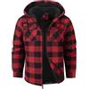 zitysport Camicia Giacca Uomo Tasca Petto Foderato in Pile Foderato in Pile Cappotto Invernale con Tasche Giacca Flanella con Cappuccio Uomo Sudore Cappuccio(Rosso,XL)