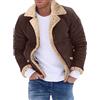 Generic Giacca in pelle scamosciata da uomo invernale, giacca invernale da uomo con pelliccia colletto alto in pelle di alta qualità giacca bomber invernale cappotto in pelliccia d'agnello giacca trucker