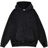 Generic Maglione da uomo oversize, con cappuccio slavato, in cotone spesso, Y2K, vintage, a maniche lunghe, da uomo, Nero , M