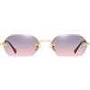 Ggpyyon Occhiali da sole retrò rettangolari senza montatura per uomo donna trendy metallo oro poligono occhiali da sole senza bordi