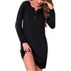 Jahetuul Camicia da Notte Donna Cotone a Maniche Lunghe con Bottoni Camicia da Notte Aperta Davanti con Collo a V e Polsini in Pizzo Pigiama da Donna in Morbido Cotone