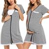 Uniexcosm Camicie da Notte Parto Cotone Camicia Notte Premaman con Scollo A V Manica Corta Aperto Anteriore Camicia da Notte Donne Gravidanza