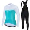 Mydawan Abbigliamento Ciclismo Donna Completo Bici MTB Maniche Lunghe,Tuta da Ciclista Maglietta Bicicletta Giacca e Salopette Pantaloni con 19D Gel Imbottiti,Completi Maglia Ciclo Primavera Autunno|8,XL