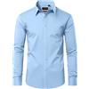 DEMEANOR Camicia Uomo a Maniche Lunghe Business Camicia Uomo Regular Fit Cotone Camicie Senza Stiratura Camicie per il Tempo Libero, Celeste., L