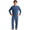 Leedya Pigiama Uomo Lungo in Cotone Invernale Interlock 100% - Stile e Comfort - Pigiama Morbido per Le Notti Invernali - Polsini No Stress (TG S - 974_Blu)