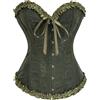 Kelvry - Corsetto da Donna, Stile Sexy, Gotico, in Raso e Pizzo, Snellente, per Ventre Piatto, Taglia Grande, Verde militare, M