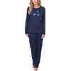 Merry Style Pigiama Manica Lunga Donna 91LW1 (Blu Scuro (Manica Lunga), XL)