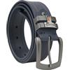 No Limits Cintura Uomo in Vera Pelle con Doppia Cucitura, Alta 4 cm, Fibbia Nickel Free, Accorciabile, Con Scatola, Blu