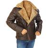 HiFacon - Giacca da uomo in pelle di pecora da aviatore RAF, britannico, WWII e WW2, in vera pelle di shearling Marrone - Vera Pelle XX-Large