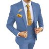Wangyue Vestito da uomo Slim Fit 3 pezzi Abiti per gli uomini Doppio Petto Solido Un Pulsante Giacca Blazer Vest Pantaloni Set Wedding Prom, Blu denim , 44