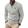 BoShiNuo Maglietta da uomo a maniche lunghe primaverile a nido d'ape a maniche lunghe da uomo casual Henley camicia top per uomo, X-090, L