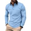 JACKETOWN Polo Uomo Maniche Lunghe Polo da Golf Lavoro Traspirante T Shirt con Taschino Primavera Autunno Camicie per la Pesca Escursionismo,Blu Luna,XL
