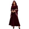 Duohropke Vestito medievale da donna, per il Rinascimento, Halloween, Carnevale, vestito lungo con cappuccio, irregolare in velluto, abito gotico, abito da cocktail con cappuccio, costume da strega