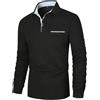 KUNJLELP 100% Cotone Polo da Uomo Manica Lunga Ricamo di Giraffa Maglietta Uniformi Polo da Lavoro per l'autunno e l'inverno