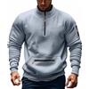 Generisch Felpa da uomo in tinta unita con cerniera, pratica, maglione da lavoro, comodo, caldo, maglione invernale elasticizzato, a collo alto, casual, attillato, maglione da uomo, grigio., 5XL