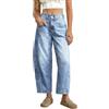 Generico Jeans Donna Jeans a Gamba Larga da Donna Larghi Eleganti Baggy Jean Elasticizzati Vita Bassa Wide Leg Pantaloni Comodi con Tasche Pantaloni a Gamba Diritti Larghi Casual 2026 Primavera (BU1, XXL)