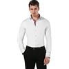 Vincenzo Boretti Camicia Elastica Uomo Eleganti, Taglio Molto Aderente (Extra Slim-Fit), Stretch, Collo Classico, Manica Lunga, in Tinta Unita - Easy Iron, Facile da Stirare