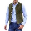 Foweknow Gilet da uomo con colletto alto, in velluto, senza maniche, slim fit, vintage, Oktoberfest, da uomo, elegante, da lavoro, da uomo, verde, M