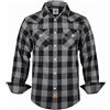 TARAINYA Camicia Flanella Uomo Cotone Western Cowboy Quadri Manica Lunga con Bottoni Automatici Regular Fit B Grigio Nero Bufalo S