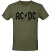 AC/DC 50 Years Logo Uomo T-Shirt Verde Oliva 100% Cotone Regular