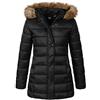 Geographical Norway Giacca invernale da donna, parka da donna, cappotto invernale, giacca da donna, giacca per attività all'aria aperta, calda pelliccia sintetica, foderata, D-458, nero, L