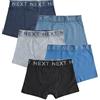 NEXT Ragazzo Confezione da 5 Boxer Aderenti Blu/Grigio 5 Anni-6 Anni