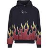 Karl Kani KM233-005-2 KK Small Signature Flame Os Felpa con cappuccio da uomo, Nero , M plus