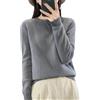 Vsadsau Maglione da donna a girocollo tinta unita 100% lana merino traforato pullover a maniche lunghe lavorato a maglia top, grigio, XXL