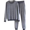 Darringls Pigiama invernale da uomo, in velluto, in flanella, lungo, in due pezzi, in velluto, lungo, da uomo, in pile, per autunno e inverno, caldo, biancheria da notte e pantaloni, grigio., L