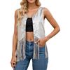 Foweknow Gilet con frange, da donna, con paillettes, per feste, carnevale, discoteca, in argento, con frange, anni '80, senza maniche, per feste e Capodanno