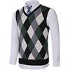 KTWOLEN Gilet Maglione da Uomo con Scollo V Argyle Casual Maglioncino Invernale Smanicato Maglia in Misto Lana Pullover Gilet, C-Verde, XL