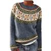 Achimlt Maglione Donna Invernale Manica Lunga Elegante Caldo Maglia Donna Girocollo vestibilità Ampia Vintage Maglione per Autunno Inverno (02-Blu, L)