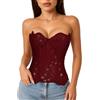 LEACOOLKEY Corpetto Corsetto in Pizzo Floreale Trasparente con Lacci per Donna Top Halloween