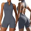 NexusGoods Tuta Corta Donna Schiena Scoperta - Modella Pancia, Solleva Glutei, Zip Frontale, Coppe Rimovibili, 4-Way Stretch per Palestra Yoga