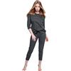S& SENSIS Pigiama Donna Lungo/Corto/a Pinocchietto in Cotone, Grigio Scuro, XL