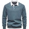 MakingDa Felpa Uomo Senza Cappuccio Manica Lunga Colletto a Polo Felpe Uomo Invernale Caldi Basic Pullover Sweatshirt Lavoro Casual Sportivo Invernali Caldo Classic Cotone Maglione Top Verde Erba M